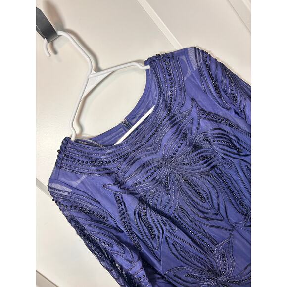 JS Collections Women's‎ Pearl Beaded Soutache Column Gown Formal Blue Size 10 - Picture 5 of 16